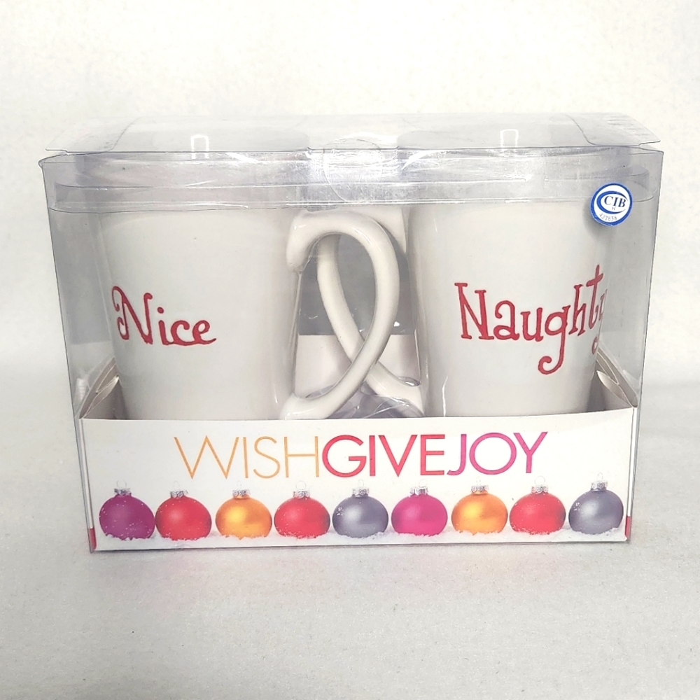 WISHGIVEJOY Two Piece Naughty Nice Holiday Mug Set